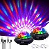 Klarlight Mini Discokugel Partylichter, Discolicht Partylicht Mit 7 Farben RGB Modi Musikgesteuert für Partys, Kindergeburtstage, Weihnachten, Zuhause, Schlafzimmer - 2 Stück