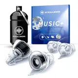 SCHALLWERK ® Music+ | Unauffällige Gehörschutz Ohrstöpsel – dämpfen Lärm & erhalten Tonqualität – Ohrenstöpsel transparent - Earplugs geeignet für Musik, Festival, Arbeit & Lernen