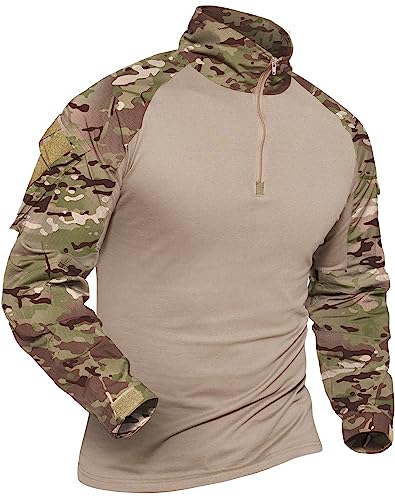 XKTTAC Combat Shirt mit 2-4 Taschen Herren Militär Ausrüstung Security Kleidung Outdoor Polizei Hemd Bundeswehr Pullover Paintball Airsoft Multicam Flecktarn Tactical（a-CP/4 Taschen，L）