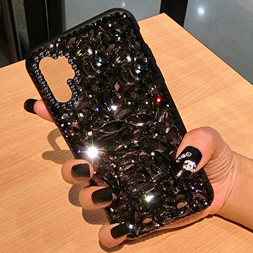 Uposao Kompatibel mit Samsung Galaxy Note 10 Plus Hülle Strass Silikon Glitzer Hülle Bling Glänzend Kristall Diamant Mädchen Frauen Handyhülle TPU Silikon Hülle Crystal Case Tasche,Schwarz