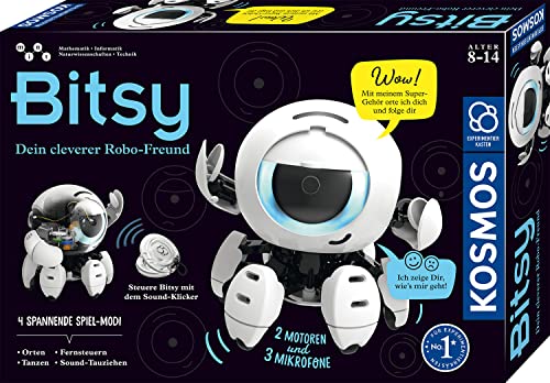 Kosmos 621094 Bitsy - Dein cleverer Robo-Freund, Roboter für Kinder, Steuere Bitsy mit Sound-Klicker, Spielzeug für Kinder, Experimentierkasten ab 8-12 Jahre