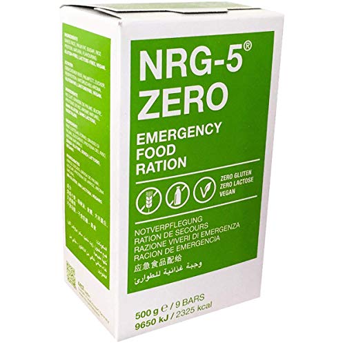 Notverpflegung NRG-5 ZERO Glutenfrei Survival 500g Outdoor Notration Notvorsorge | 9 Riegel Survivalnahrung Expeditions Grundausstattung wie EPA