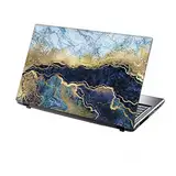 TaylorHe Laptop-Schutzfolie aus Vinyl, hergestellt in Großbritannien, 34 x 23,5 cm, goldfarben auf blauem Marmor