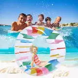 Aufblasbarer Rollen Schwimmer, 120cm Aufblasbares Wasserrad, Farbe Riese Schwimmbad-Spielzeug für Kinder und Erwachsene, Wasserspielzeug Kind Wasserpartys,Geeignet für Schwimmbad, Strand und Rasen