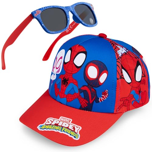 Get Trend Spidey Sonnenbrille Kinder Basecap Jungen Set Verstellbare Sommer Kappe Kinder Sonnenbrillen UV400 Geschenk Idee (Rot/Blau Spidey)