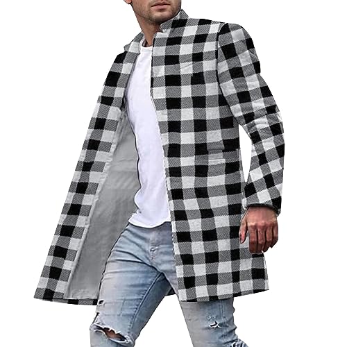 SRZYMJ Mantel Herren Winter Wintermantel Leder Übergangsjacke Schwarz Outdoorjacke Winter Wollmantel Winter Softshelljacke Steppweste Mit Kapuze Funktionsjacke Parka Lang Sportjacke Freizeitjacke