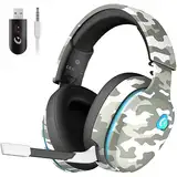 Gvyugke Gaming Headset Wireless, Gaming Kopfhörer Kabellos mit Abnehmbares 3D-Stereomikrofon, Bluetooth 5.2 Headset, Gaming Headset für PS5 PS4 PC, Switch, Mac