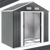 Deuba GARDEBRUK® XL Metall Gerätehaus 2m² mit Fundament 196x132x188cm Schiebetür Anthrazit Geräteschuppen Gartenhaus Schrank 4m³