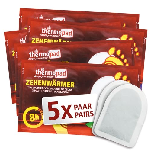 THERMOPAD Zehenwärmer – DAS ORIGINAL: 5 Paar Wärmepads für 8 Stunden Wärme I Sofort einsatzbereite Fußwärmer I Extra Warmer Fusswärmer – ideal für Outdoor-Aktivitäten & Ski-Schuhe I Fuss-Wärmekissen