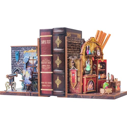 CUTEBEE Book Nook Kit - DIY Weihnachten Buchstützen,Miniatur Buchstütze,Bücherregal Dekoration Diorama Modellbausatz Erwachsene zu Bauen 2 Stück (IMG01)