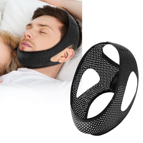 TOEECY 2 Stück Anti Schnarchen Kinnriemen Verstellbarer Schnarchstopper Anti Snoring Chin Strap Antischnarch Band Reduktion Snore Relief Kinnriemen Schnarchlösung für Entspannte Nächte (Schwarz)