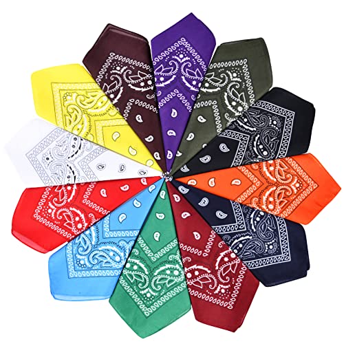 Aomig Bandana Damen Herren,12 Stück Nickitücher Kopftuch Halstuch Männer, Unisex Tuch Bindetuch, Headwear Haar Schal Paisley Muster(55 x 55 cm)