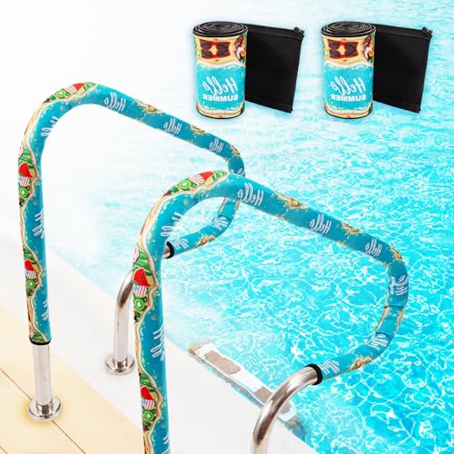 2 Stück Pool Handlauf Abdeckung,Schwimmbad Handlauf Abdeckung mit Reißverschluss,Schwimmbecken Handlaufs Griffhülle,Rutschfeste Handlaufabdeckungen für Schwimmbäder Schräglagen Spa