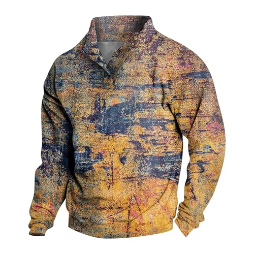 KONG JIMFAN Angebote des Tages Heute Pullover Herren Rollkragenpullover Sweatshirt 2024 Winter Thermohemd Langarmshirts Sweater Weich Pullis Freizeit Oberteile Oversized Hoodie Herren(#B Gold,L)