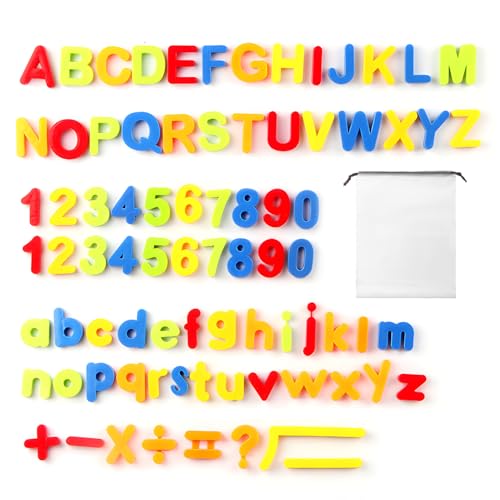 Magnetische Buchstaben und Zahlen für Kinder, 80 Stück Lernspielzeug, Kühlschrankmagnete, Bunt