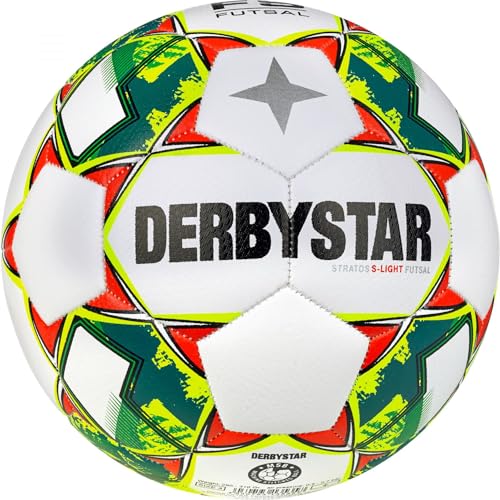 Derbystar Jungen Futsal Stratos S-Light v23 Fussball, Weiss Gelb Blau, 4