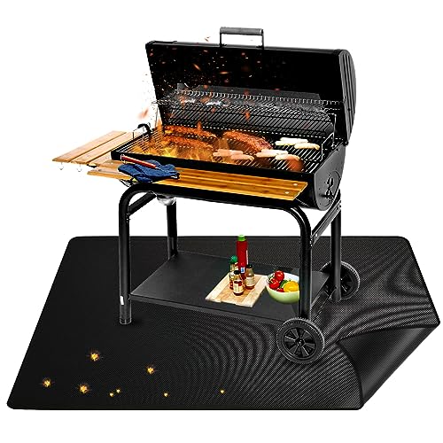 Feuerfeste Unterlage Grill, 100x150cm Feuerfeste Matte Outdoor, Feuerschutzmatte Hitzebeständig bis zu 850℃, Feuerfeste Hitzeschutzmatte Küche mit Antirutsch Design, BBQ Grillmatte Schutz Rasen, Böden