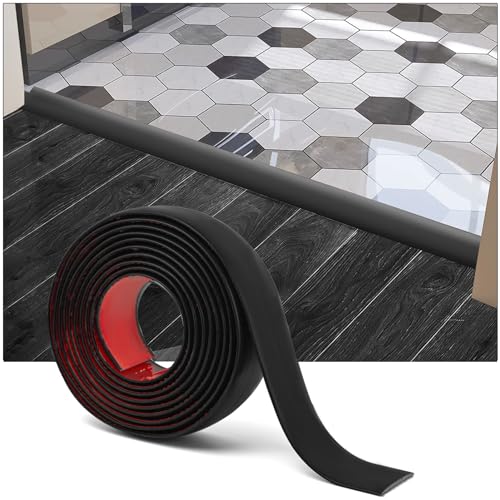 Art3d Selbstklebender Vinylbodenübergangsstreifen Laminatbodenstreifen flacher Bodentrennstreifen zum Verbinden von Bodenlücken Teppichschwellenübergang Fliesenboden 304x4x0,3cm schwarz