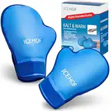 ICEHOF Kühlhandschuhe [2x] Sanfter Stoff - Kühlende Handschuhe für Hände/Finger - Gel-Handschuhe Kältehandschuhe (blau)