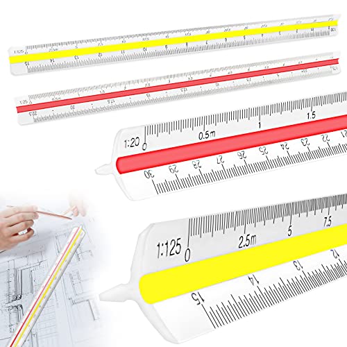 GZkedu 2 Stück Maßstab Lineal 30 cm Dreikantlineal Metrische Skalen 1:20 1:25 1:50 1:75 1:100 1:125/1:100 1:200 1:250 1:300 1:400 1:500 Dreikantmaßstab, für Ingenieure Architekten Studierende