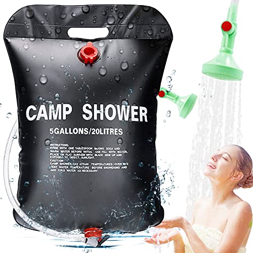 ECtury 20l Campingdusche Solardusche, Mobile Solardusche Camping Dusche Set, Outdoor Gartendusche Kinder Warmwasser, Tragbare Solar-Wassersack für Garten, Reisedusche mit Duschkopf Schlauch Tasche