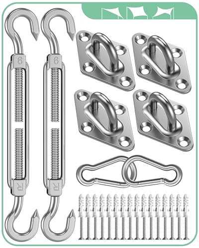 Sonnensegel Befestigung Set Dreieckig Rechteckig: Sonnensegel Befestigungsset mit M6 Sonnensegel Spanner Spannschloss Haken, Sonnensegel Spannsystem Edelstahl Seilspanner Sonnensegel Halterung Zubehör