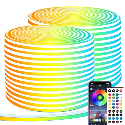 segrass Neon Led Rope strip, 40M RGB LED Strip, App Control/IR Remote, Outdoor IP65 Waterproof, Music Syncing, Flexible DIY Design LED strip für Schlafzimmer, Gaming, Party, Weihnachtsdekoration