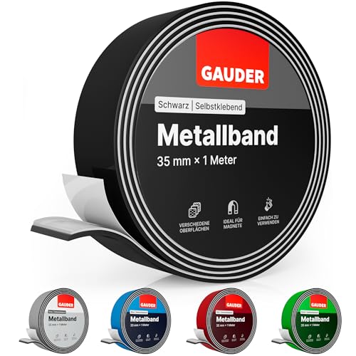 GAUDER Metallband selbstklebend schwarz I Magnethaftband ideal für Tonies®-Figuren & -Regale I Magnetband für Magnete | Ferroband I Eisenband (1 m)