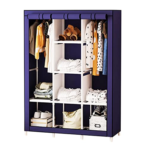 Kleiderschrank, Stoffschrank, Faltschrank mit Kleiderstange und Ablagen, Faltbare Garderobe für Schlafzimmer, Ankleidezimmer,Color-130x45x170cm
