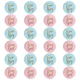 Geschlecht Offenbar Button Team Boy und Team Girl Pin Abzeichen Rund Pinback Knopf Pins für Baby Shower Party Dekoration Zubehör 24 Stück (Blau und Rosa)