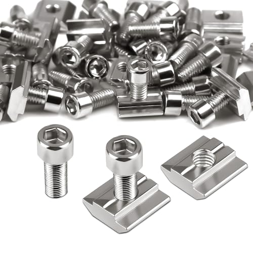 Ziamzra 50 Stück Nutensteine M8 Set 30 Stück T Nut Schiene M8 & 30 Stück Schrauben M8 30-Serie Nut 8 Typ B Schiebemuttern T Nutmuttern Kohlenstoffstahl für Aluprofil Extrusionsschlitz Führungsschiene