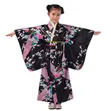 FGUUTYM Kimono Kinder Mädchen Japanish: Yukata Jahrgang Japanischer Stil Kleidung Traditionell Hochzeitskleidung Party Performance Kleid Abendkleider Langarm Druckt Kimono Yukata Ballkleid