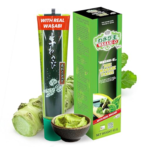 WASABI-O Wasabi paste 43g Premium, Echter Wasabi, Zum Eintauchen in Sushi, Lachs, Sashimi, Meeresfrüchte, Vegan, Vegetarisch, Halal
