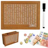 Huiyuenuo Sparbox mit Zahlen Ankreuzen, Spardose mit Zähler, Retro Sparbüchse Aufbewahrungsbox, Geldsparbox, Wiederverwendbare Sparbox für Hilft Erwachsene und Kindern Gewohnheit Zum Sparen(5000€)