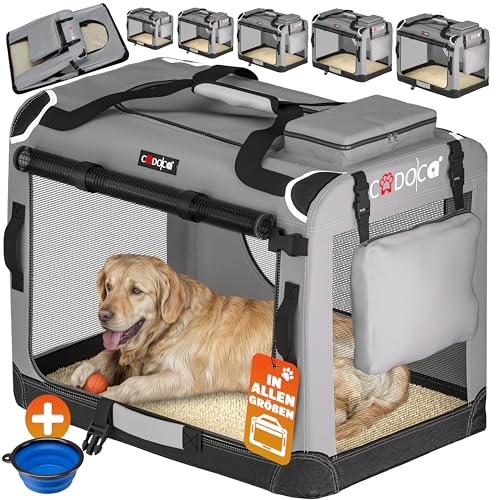 CADOCA® Hundebox faltbar Transportbox XXXL 101x70x70cm robust atmungsaktiv Transporttasche Auto Rückbank Haustiertransportbox Hundetragetasche Grau