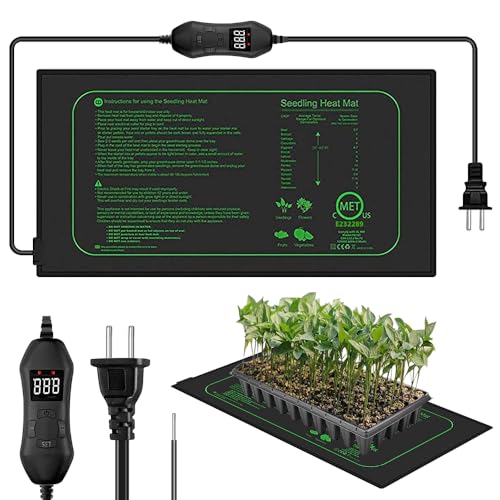 DAJASD Heizmatte Pflanzen mit Thermostat, 50W Zimmergewächshaus Wärmematte, 25 X 52 cm Temperatur Heizkissen, Schnelle Erwärmung, Sämling Heizung Matte für Sämlinge Haustiere Reptilien