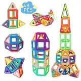 mysoler Magnetische Bausteine 48 Teile Magnet Spielzeug Kinder DIY Magnetspielzeug Magnet Spielzeug Lernspielzeug Geburtstag Vorschule Kinder Kleinkind Jungen Mädchen ab 3 Jahren