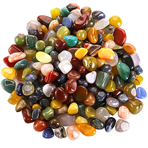 Hedume 900 g semi-Precious Gemstones, 1.7-2.2 cm, Mixed Colour, Colourful Gemstones, Natural rain Flower Stones, Gemstone Mix, Tumbled Stones for DIY Potted Plants, Stepping Stones for Garden