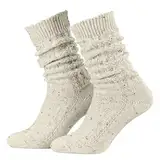 Piarini 43-44 1 Paar kurze Trachtensocken Trachtenstrümpfe Schoppersocke mit Zopfmuster Herren - Wolle Beigemeliert Beige