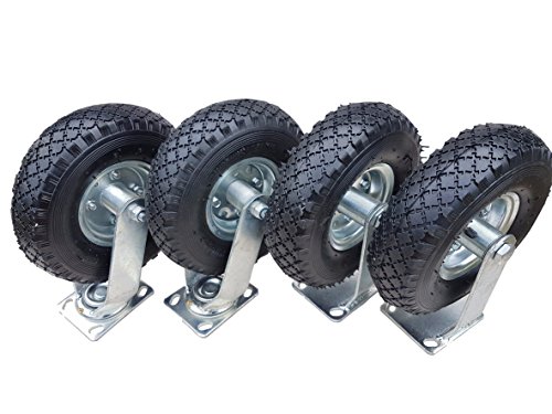 2 x Frosal Bockrolle + 2 x Lenkrolle Set Ø 260 x 85 mm | 3.00-4 Rad als 4-tlg. Set | Luftrad auf Stahlfelge silber | Bollerwagen & Transportwagen Kit