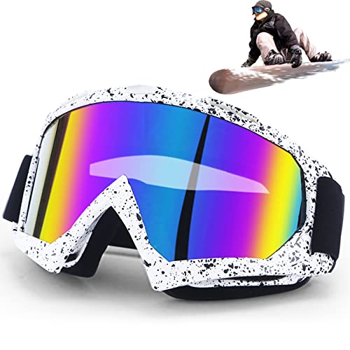 DONGZQAN Unisex Skibrille OTG, Skibrille für Brillenträger, Crossbrille, Antibeschlag-Uv-Brille Mit Schaumstoffpolsterung, Geeignet für Outdoor-Sportarten (Bunt)