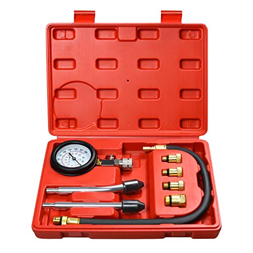 ROSEJANE Kompressionstester Kompressionsmessgerät Kompressionsprüfer Set, Motor Kompression prüfen Druckbereich von 0-20 bar oder 0-300 psi für Autos, Motorrädern und Lastwagen