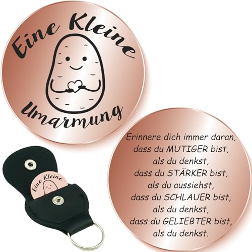 Tixlux Kleine Umarmung Glücksbringer, Glücksbringer mit Tasche, Pocket Hug, Mutmacher Geschenk, Gute Besserung Geschenke, Glücksbringer Prüfung für Familie Frauen Jungen Patient (Roségold)