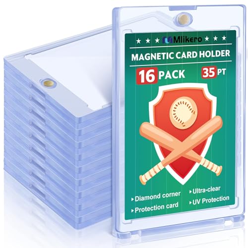 Mlikero 16 Magnetic Card Holder für Trading Cards, 35PT Sammelkarten Hüllen Trading Card Holder Fit für Standard-Karten, MTG Karten, YUGIOH Karten, Sportkarten, Baseball Karten Hard Card Sleeves