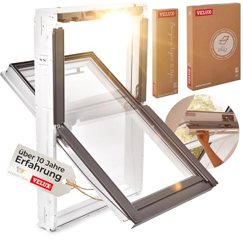 VELUX Kunststoff Dachfenster "Energie Technology" mit 3-fach Verglasung inkl. Eindeckrahmen und gratis Rollo (78 x 140 (MK08))
