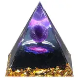 QINJIEJIE Groß Kristall Pyramide Amethyst Orgonit Pyramide Edelstein Stein Harz Pyramide Meditation Natürliche Reiki Spirituelle Deko Esoterik Geschenke 6cm