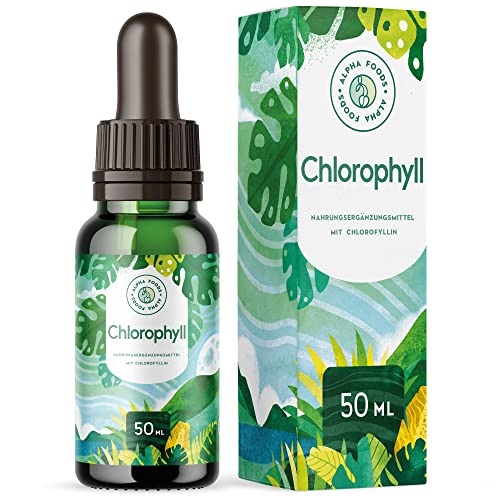 Chlorophyll Tropfen - Flüssiges Chlorophyll aus Weizengras, Alfalfa und Chlorella - ohne Jod - Bis zu viermal höhere Konzentration an Chlorophyllin - 50ml