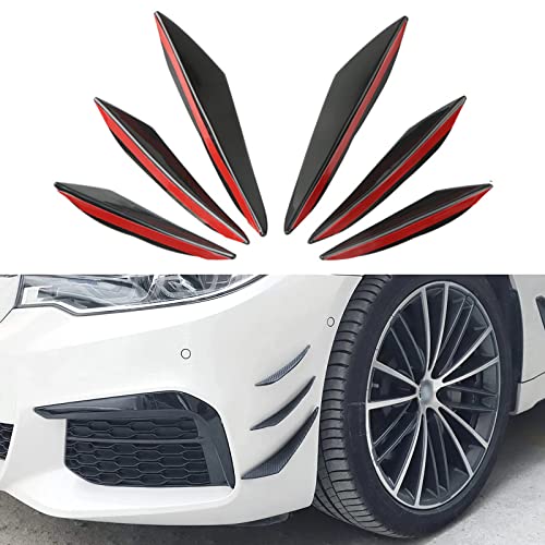 RIXERKOC 6Pcs Universal Auto Front Bumper Lip Splitter, Gummi Flossen Spoiler Canards Kit für Auto Karosserie Auto Anti Collision Strip Dekoration Aufkleber (Schwarz)