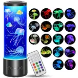 Radikor Quallen lampe mit 17 Farben und Fernbedienung, Jellyfish Lamp mit 4 Lichtmodi, LED Quallen Aquarium Lampe für Kinder Erwachsene, Quallen Lavalampe Stimmungslicht für Entspannung Wohndekoration