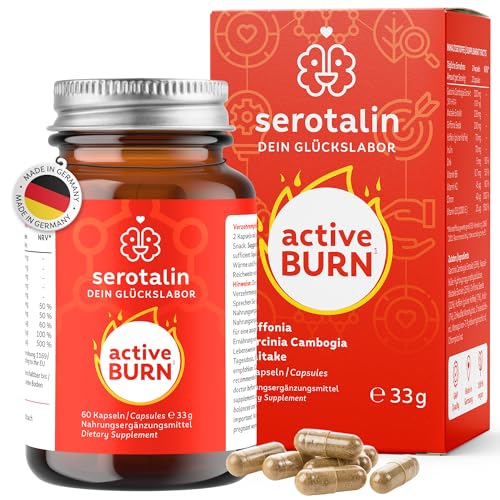 serotalin® ACTIVE BURN STOFFWECHSEL KAPSELN - All-in-One Stoffwechselkur mit Chrom, Zink, Koffein, Vitamin B6+D3+K2, Garcinia Cambogia & Griffonia I 60 Kapseln